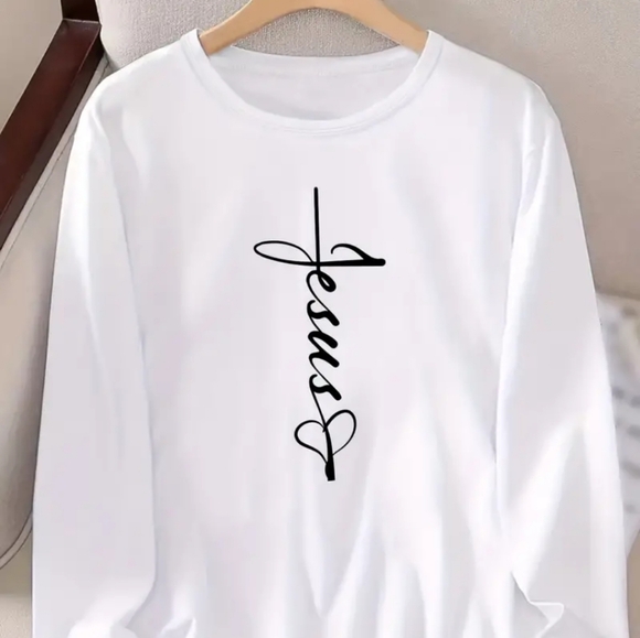 Jesus cross print crew neck tshirt - Picture 3 of 3